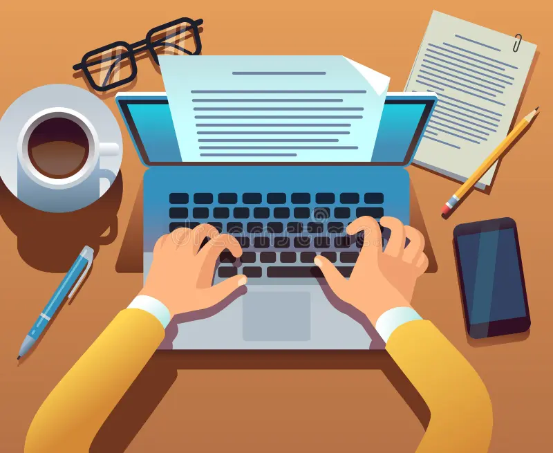 typing on a laptop